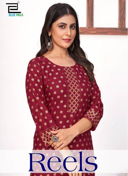 Reels By Blue Hills Rayon Printed Kurti With Palazzo Wholesale Shop In Surat 